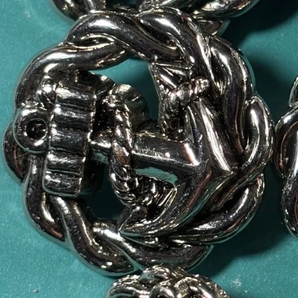 6 Pc Silver Tone Nautical Anchor Rope Acrylic Button Set Large Small Blazer Coat